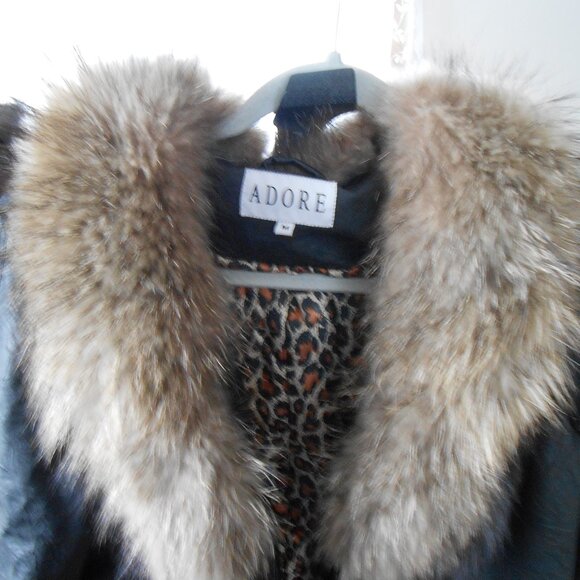ADORE FAUX LEATHER MOTO JACKET-REMOVABLE FAUX FUR COLLAR-EXCELLENT - Picture 2 of 11